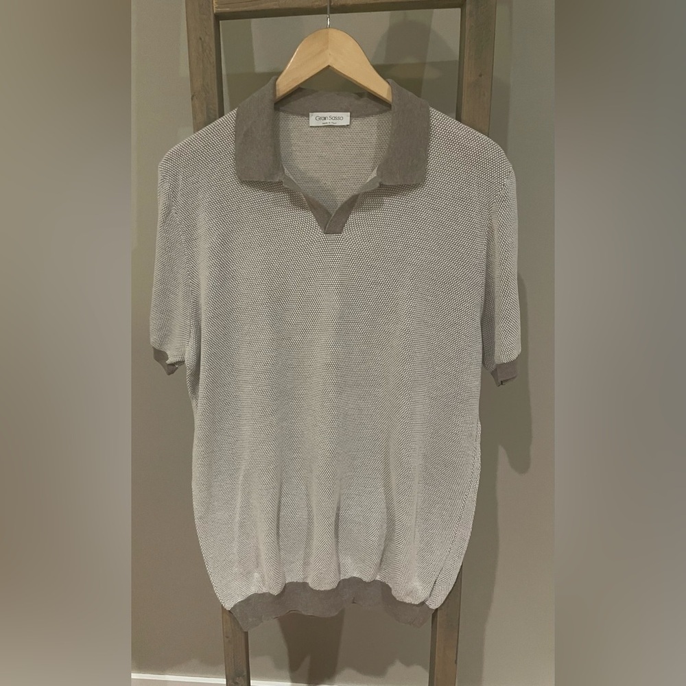 Gran Sasso grey two tone cotton polo shirt